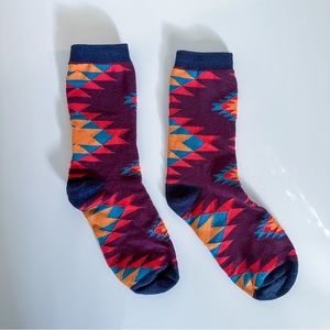 Socks with Southwest Pattern Purple Pink Orange and Blue